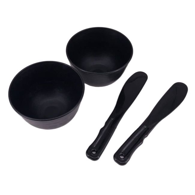 lasenersm 2 Pieces Rubber Facial Mask Mixing Bowl With Plastic Spatula Facemask Bowl Mud Mask Mixing Bowl DIY Skin Care Mixing Tool Kit for Lady Women Home Beauty Salon Use, Black