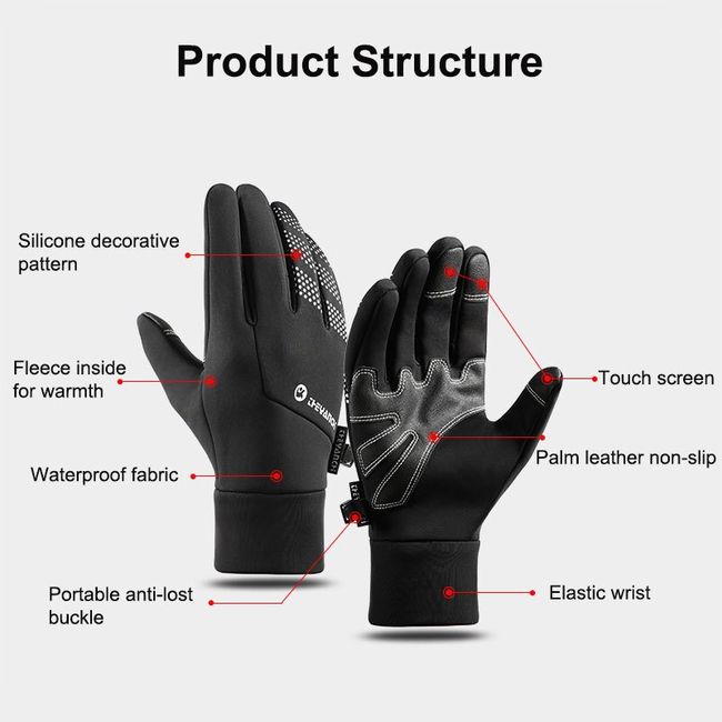 Shock Resistant Coldproof Cycling Gloves For Men, Winter Anti Slip