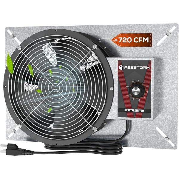 Abestorm 10" Vent Fan 720CFM High Air Flow Crawlspace Ventilation Fan for Garage