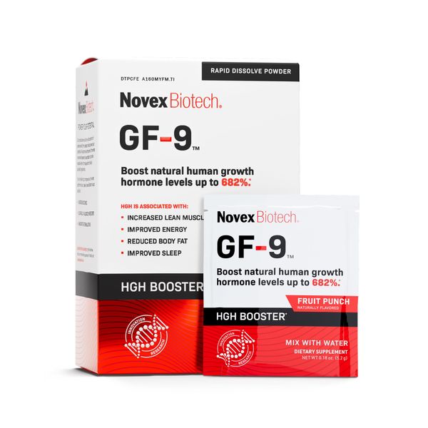 Novex Biotech GF-9 Rapid Dissolve Powder - Supplements for Men - Boost Critical Peptide That Supports Energy and Performance, 30 Servings, Fruit Punch Flavor