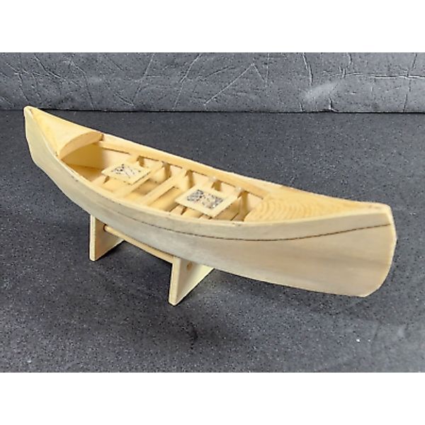 Balsa Wood Canoe Boat Completed Wooden Toy Boat On Platform 7.5" Long