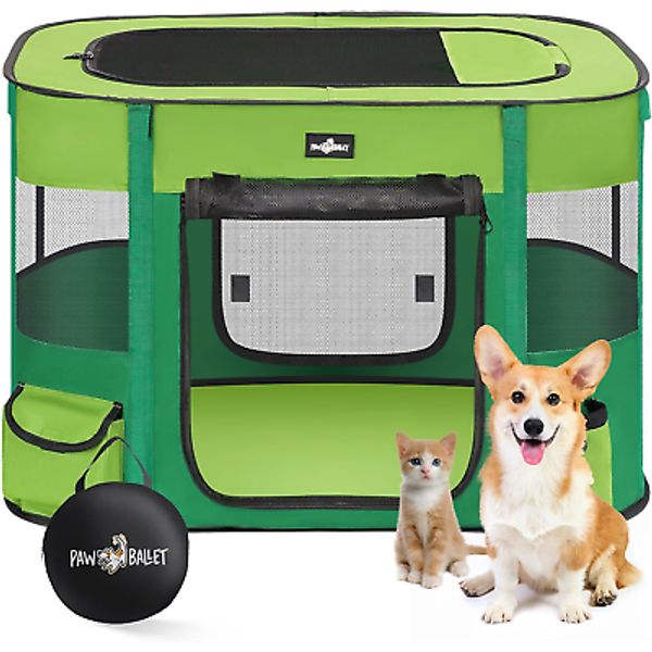 Portable Dog Playpen with Zipper Shade Cover – Indoor/Outdoor Pet Exercise Pen