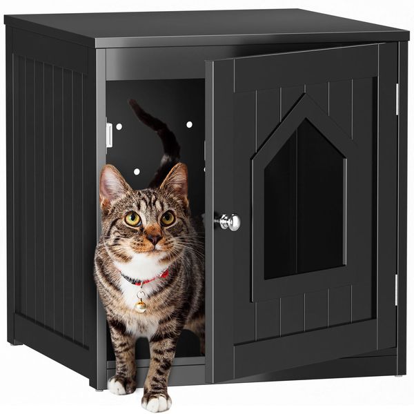 Cat Litter Box Enclosure Hidden Litter Box Furniture Pet Cat House Indoor Black