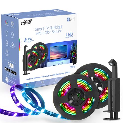 Feit Electric Smart TV Backlight with Color Sensor and 11.5ft LED Tape Light Supports 55"-85" TVs, RGB Backlight, No Hub Required - TAPETV85/RGB/AG