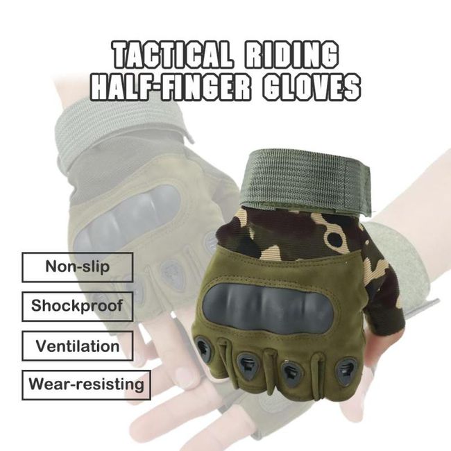 Army Tactical Fingerless Gloves Men Anti-skid Half Finger 