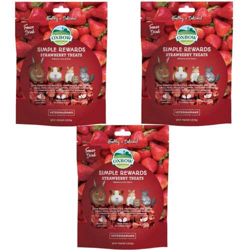Oxbow Simple Rewards Treats Rabbit Guinea Pig Chinchilla Strawberry .5 oz 3 Pack3