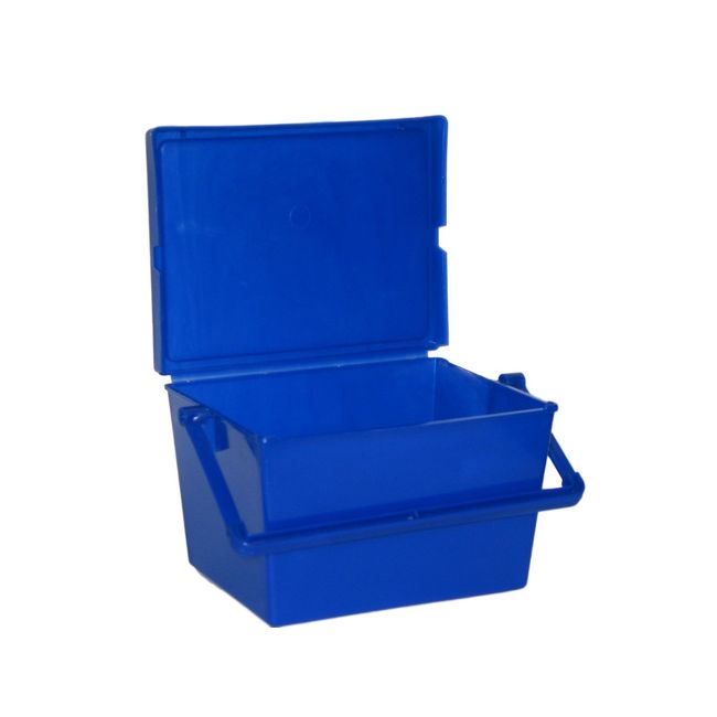 1 Blue Container, Small Tote to hold small items,  Lid and Handle Made USA