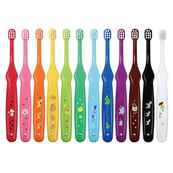 L APIS: Lapis Toothbrush, Dental Recommended, Happy Colors, 12 Colors, Animal Pattern, Baby Teeth, Safety Design, Gift, Educational, 1 Year Old, 2 Years Old, 3 Years Old, Baby, Animal, Clear Case