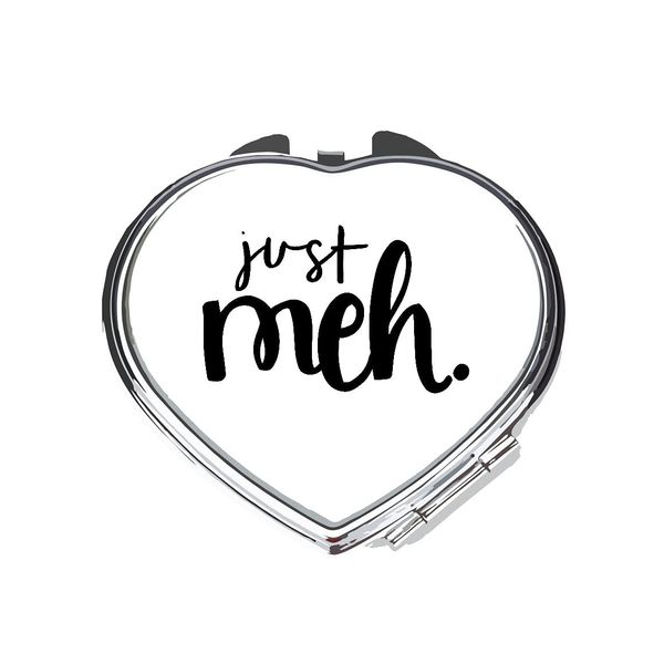 Just meh lazy statement [CM17FLS] compact pocket mirror - silver heart shape