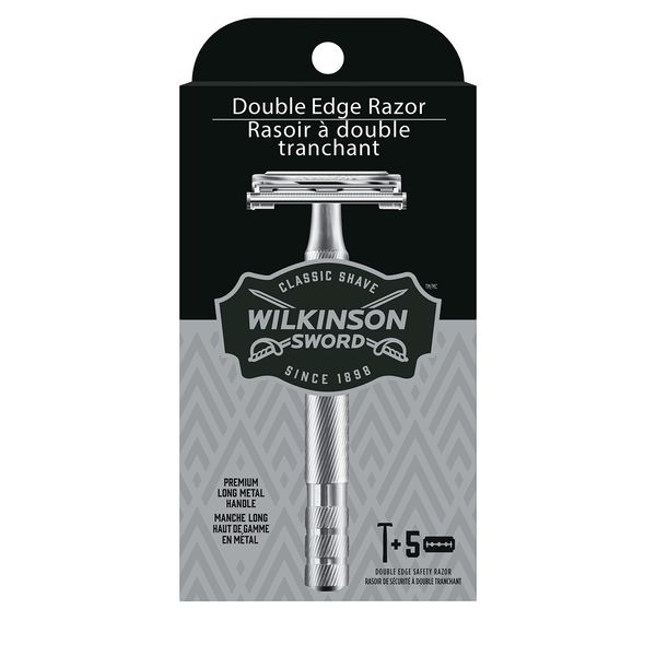 Wilkinson Sword Double Edge Razor for Men With 5 Double Edge Razor Blades Refills