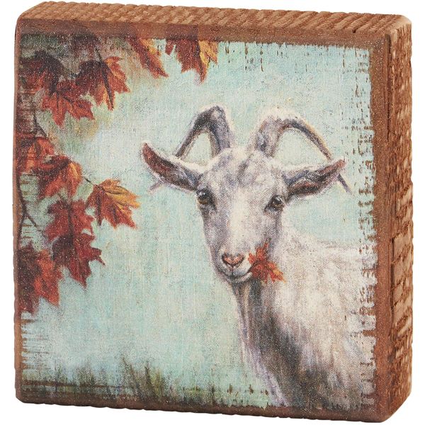 Primitives by Kathy Fall Goat Home Décor Block Sign