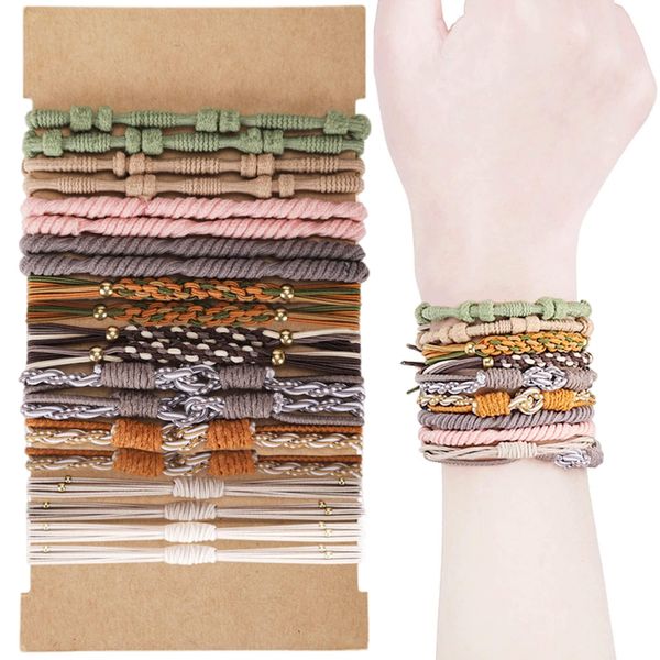 Kireida® 20 Stück Boho-Armband-Haargummis für Frauen, elastische Haargummis für Dickes Haar, 5 Arten von Dual-Use-Armbändern und Haargummis, Haar-Accessoires für Mädchen