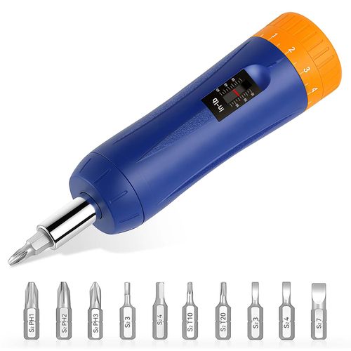 Torque Screwdriver 10–60 in-lbs, 1/4 Inch Drive Adjustable Torque Wrench Screwdriver Set for Gunsmithing, Electricians, Mounting and Repair, Includes Strong Magnetic Holder and S2 Bits