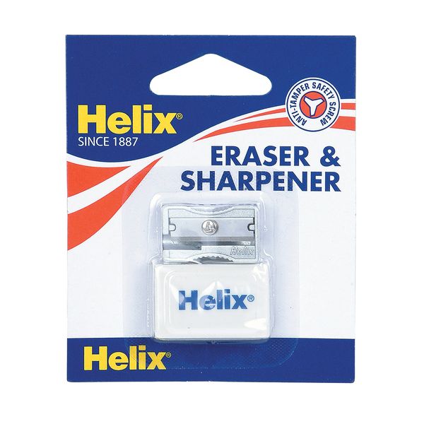 Helix Single Hole Sharpener and Eraser Set, Silver