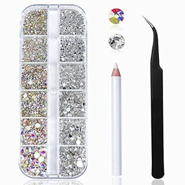 Nail Art Rhinestones Kit  Nail Gems Ab Flatback Rhinestones Gems 2400pcs