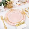 350PCS Pink Plastic Plates - Pink Plastic Dinnerware Sets for 50 Guests - 100 Pi