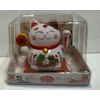 Solar powered fortune Lucky cat with waving arm with kitten,size:4” Tall.