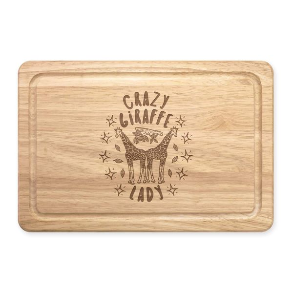 Crazy Giraffe Lady Stars Rectangular Wooden Chopping Board