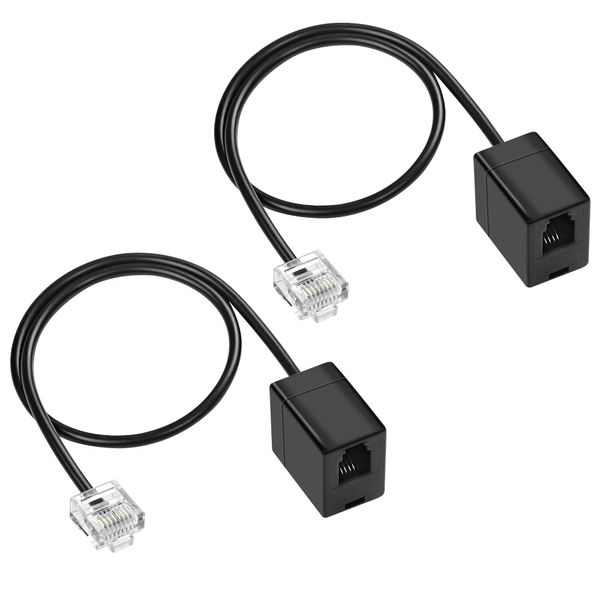 MEIRIYFA RJ11 Phone Jack to RJ45 Ethernet Converter Cable, RJ45 8P8C Male to RJ11 6P4C Female Telephone Adapter Wire Cord for Landline Telephone Service (2 Pack)