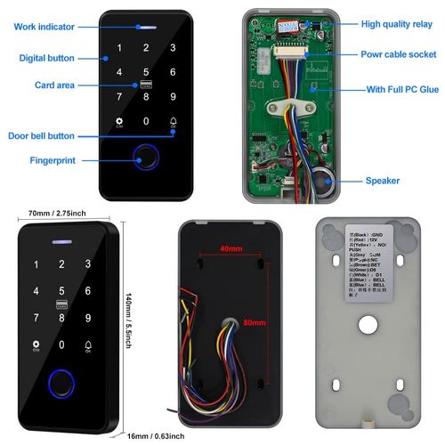 YiToo Biometric Fingerprint Access Control Keyboard, Tuya App Smart NFC Door Opener Waterproof 13.56MHz RFID Keyboard with Wiegand 26 Bits Output/Input