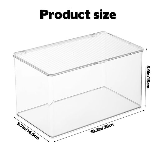 Rainmae CD Storage Box Clear Plastic CD Organizer DVD Storage Box with Lid -Hold up to 26 CDs, DVDs Cases Storage Container Shelf Organizer Bin for DVDs,Video Games, Blu-ray, Books, Home, Office