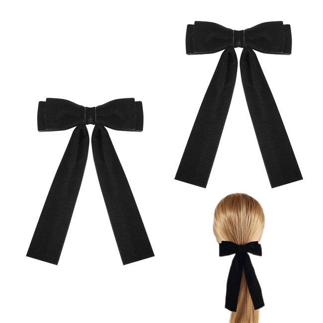 2pcs Black Velvet Bows, Velvet Hair Bows Clip Hair Accessories Ornaments Gift for Women Girls Kids