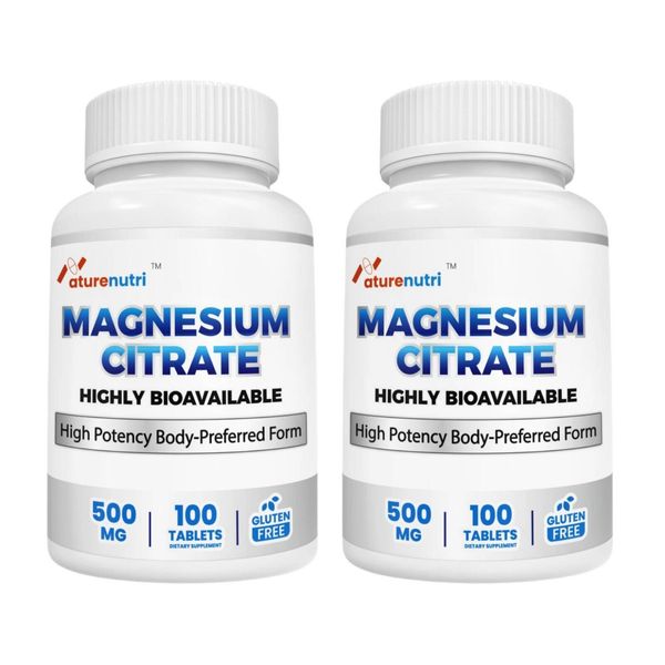 2Packs Magnesium Citrate|High Potency Body-Preferred Form,Promotes Healthy Bones