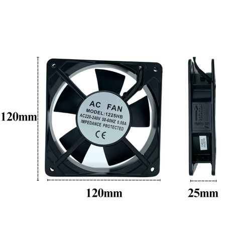 AirTech-UK Axial Cooling Fan Motor - High-Performance AC 220-240V Fan for Ovens, Fridges, and Ventilation - Reliable and Durable Motor with Sintered Iron Sleeve Bearing - Compact Size (120mm x 120mm x 25mm)