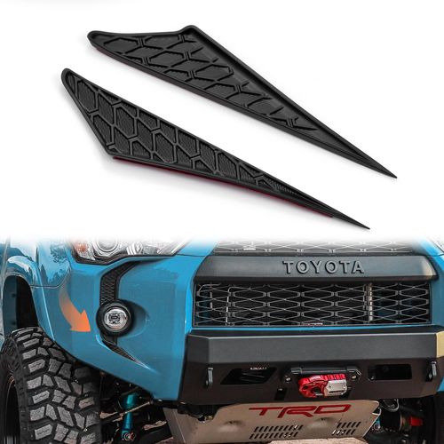 Mejiao Front Fog Light Decals for 2014-2025 Toyota 4Runner Black ABS Plastic Bumper Trim & Grill Insert Overlay with Fang Design