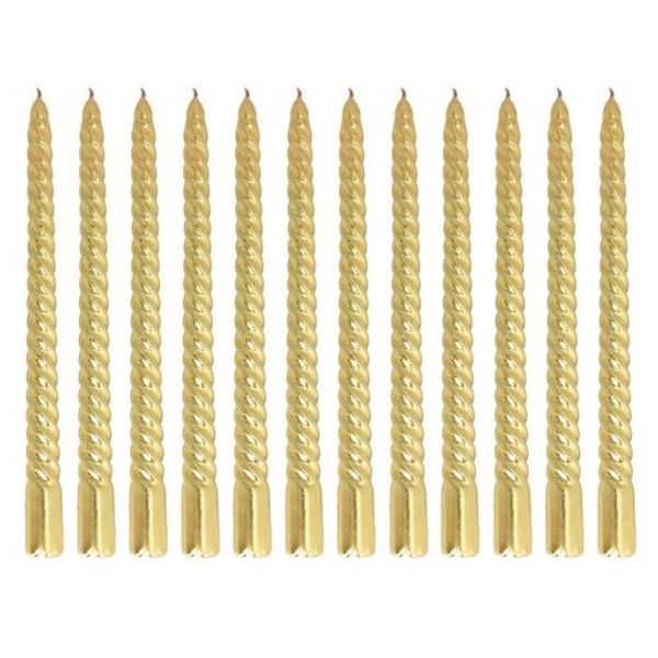 Spiral Taper Candle Dining Table Wedding Christmas Party Soy Wax (Gold) Taper Candle