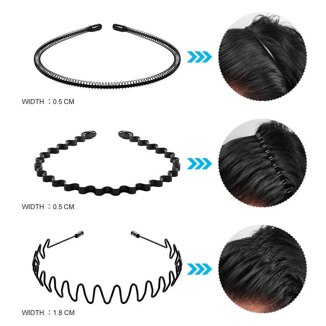 Black Metal Wavy Headband Men Women Hair Band Head Hoops Bands Sport  Headbands Headwear Hairband Bangs