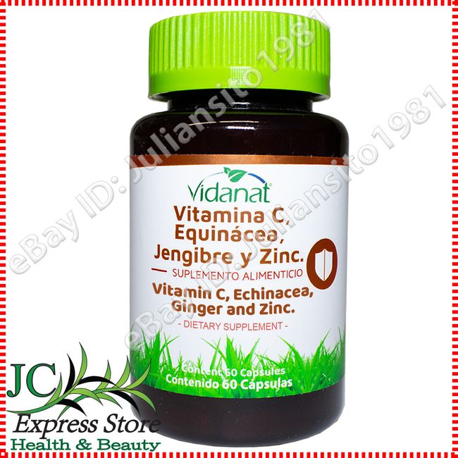 VITAMIN C ECHINACEA GINGER AND ZINC VITAMINA C EQUINACEA JENGIBRE Y ZINC VIDANAT