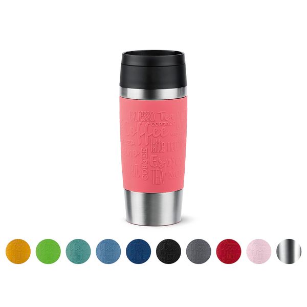 Emsa N20209 Travel Mug Classic Isolierbecher 0,36 Liter | neuer Komfort-Schraubverschluss | Edelstahl | 4h heiß und 8h kalt | 100% dicht | spülmaschinenfest | 360°-Trinköffnung | Koralle