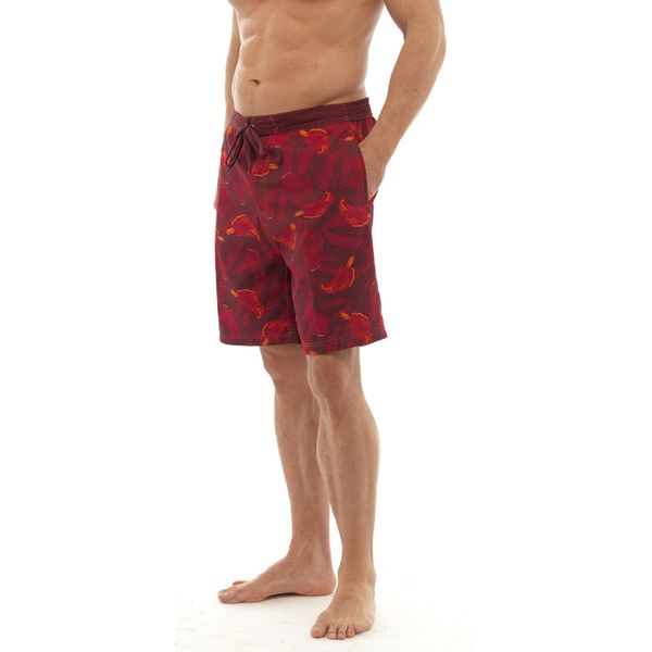 Octave® Mens Beach Board Style Printed Swim Shorts with Side Pockets [Size L, Colour Red Safari Print]