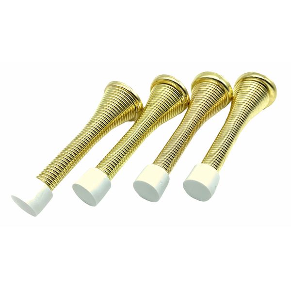 4 x Quality Spring Door Stops with Screws - 80mm (Gold)