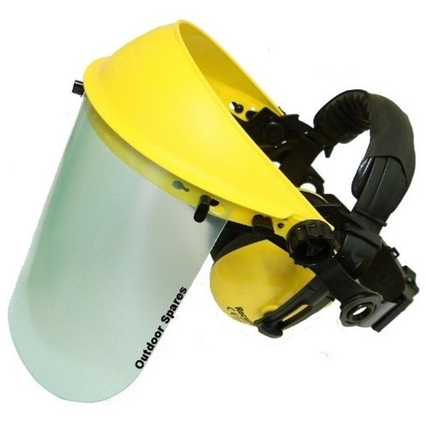Face Shield with ear muffs & clear visor, optimum face and ear protection