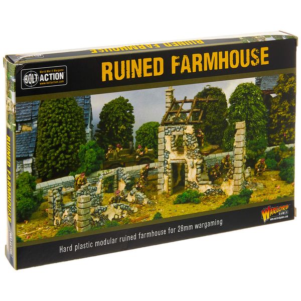 WarLord Bolt Action Ruined Farmhouse 1:56 WWII Military Wargaming Diorama Plastic Model Kit, Small