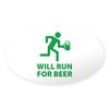 CafePress Will Run for Beer Oval Car Bumper Sticker
