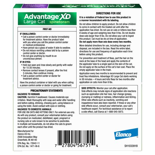 Advantage XD Large Cat Flea Prevention & Treatment For Cats over 9lbs. | 4-Topical Doses, 2-Months of Protection Per Dose