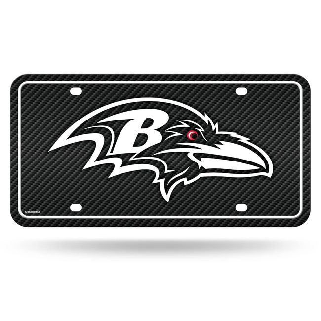 Rico MTG0701CF Ravens - Carbon Fiber Design - Metal Auto Tag, Multi, 6x12 Inch