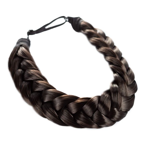 Madison Braids Women's Two Strand Headband Hair Braid Thick Natural looking Extension - Halo - Dark Brown