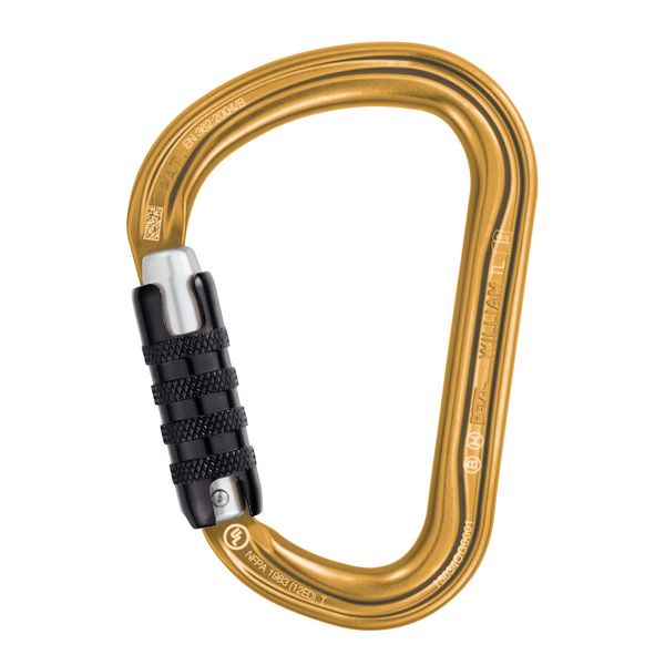 PETZL, William, Locking Carabiner for Belaying, Gold, TRIACT-Lock