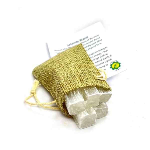 5 Natural Selenite Crystals Satin Spar Crystals Sticks in Gift Bag