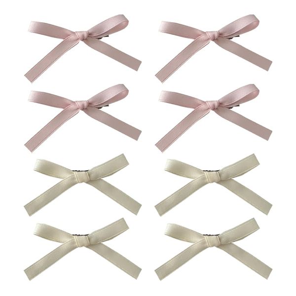 20 Pcs Mini Bow Hair Clips Small Hair Bow Clips Tiny Hair Bows Ribbon Bowknot Hair Clips Metal Slide in Hair Clips Cute Hair Barrettes for Women Girls White and Pink