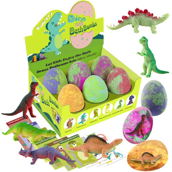 Bath Bombs for Kids with Surprise Toys Inside - XXL Dinosaur Toys Bath Bomb Gift, Gentle and Kids Safe Spa Bath Fizz Balls Kit.Christmas or Birthday Gift for Girls and Boys