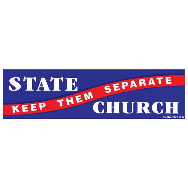 EvolveFISH Church & State Keep Them Separate Bumper Sticker - [11" x 3"]