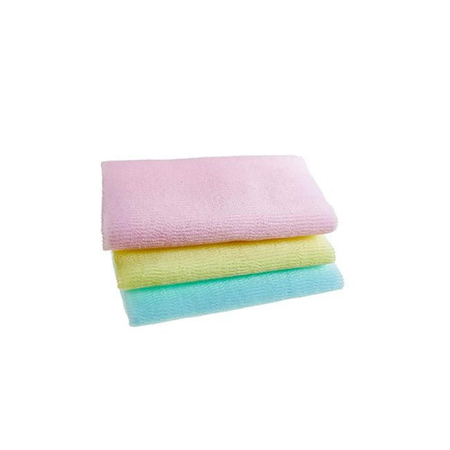 Korean Exfoliating Wave Shower Towel Washcloth Loofah Knitted with Crimped Yarn, Blue, Yellow, and Pink (3)