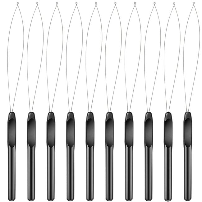 Hair Extension Loop Needle Threader, Hair Extension Tools , Micro Hair  Pulling Hook Tool Extension Threader For Hair Styling Accessories  (black)10pcs)