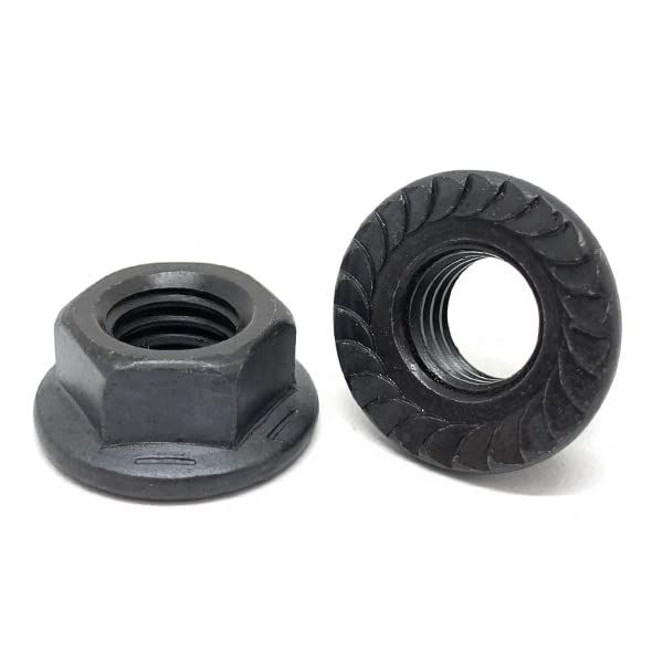 (20 Pieces) 3/8"-16 Grade 8 Serrated Hex Flange Lock Nuts Plain &Oil