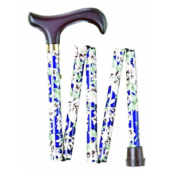 Blue Morris Pattern Handbag Folding Walking Stick